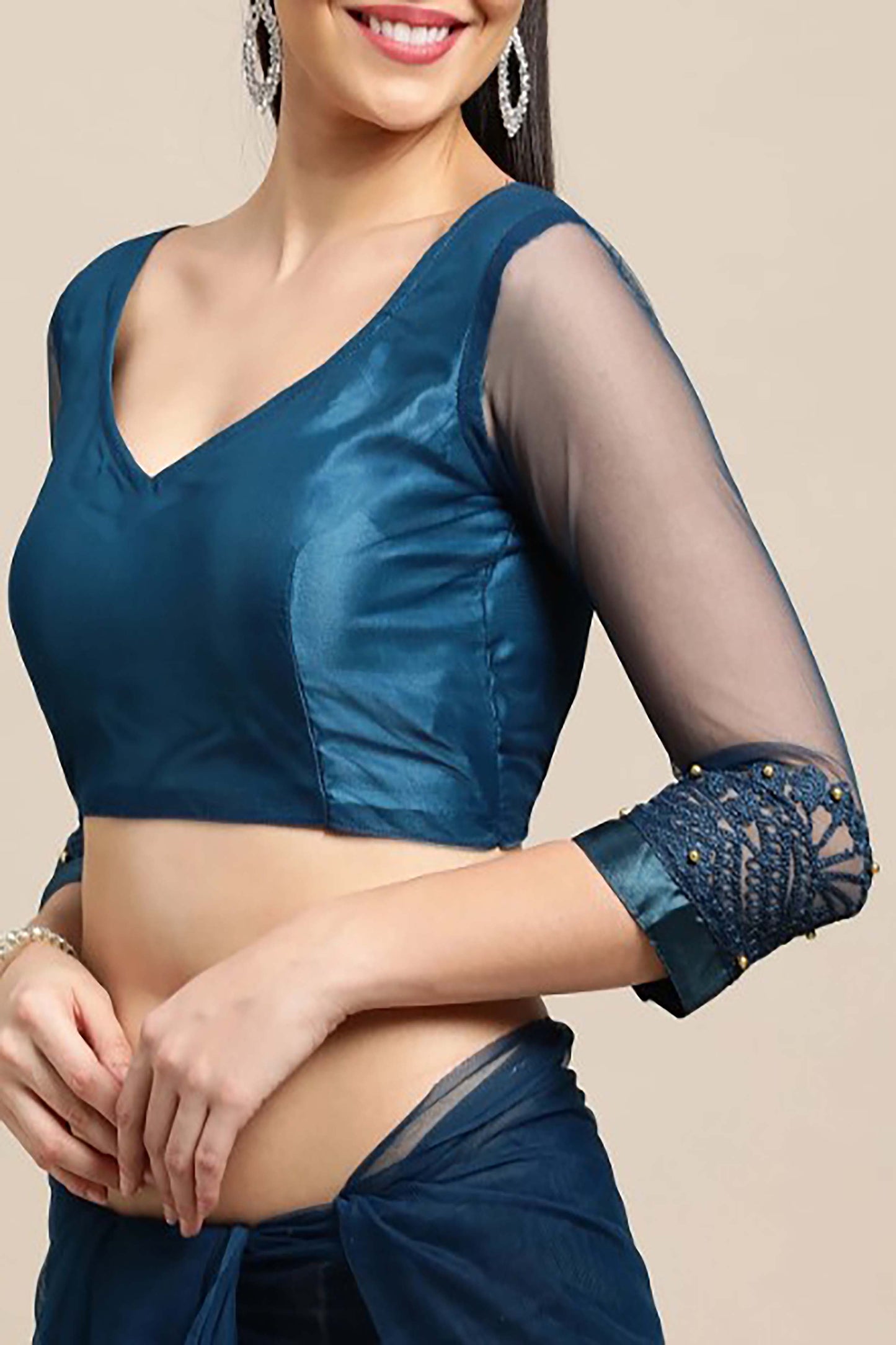 Embellished Sheer-Through Saree