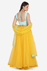 Yellow Net Lehenga with Lace Work For Women