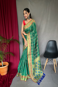 6 Colors Zari Woven Patola Silk Saree With Blouse Piece