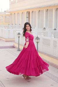 Blooming Elegance Sequined Pink & Purple Gown Anarkali Suit Set