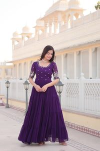 Blooming Elegance Sequined Pink & Purple Gown Anarkali Suit Set