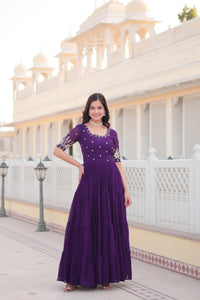 Blooming Elegance Sequined Pink & Purple Gown Anarkali Suit Set