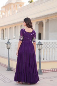 Blooming Elegance Sequined Pink & Purple Gown Anarkali Suit Set