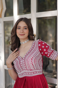 Lehenga with Readymade Slit Cut Long Kurti Set – Star Georgette with Beads & Sequins Embroidery