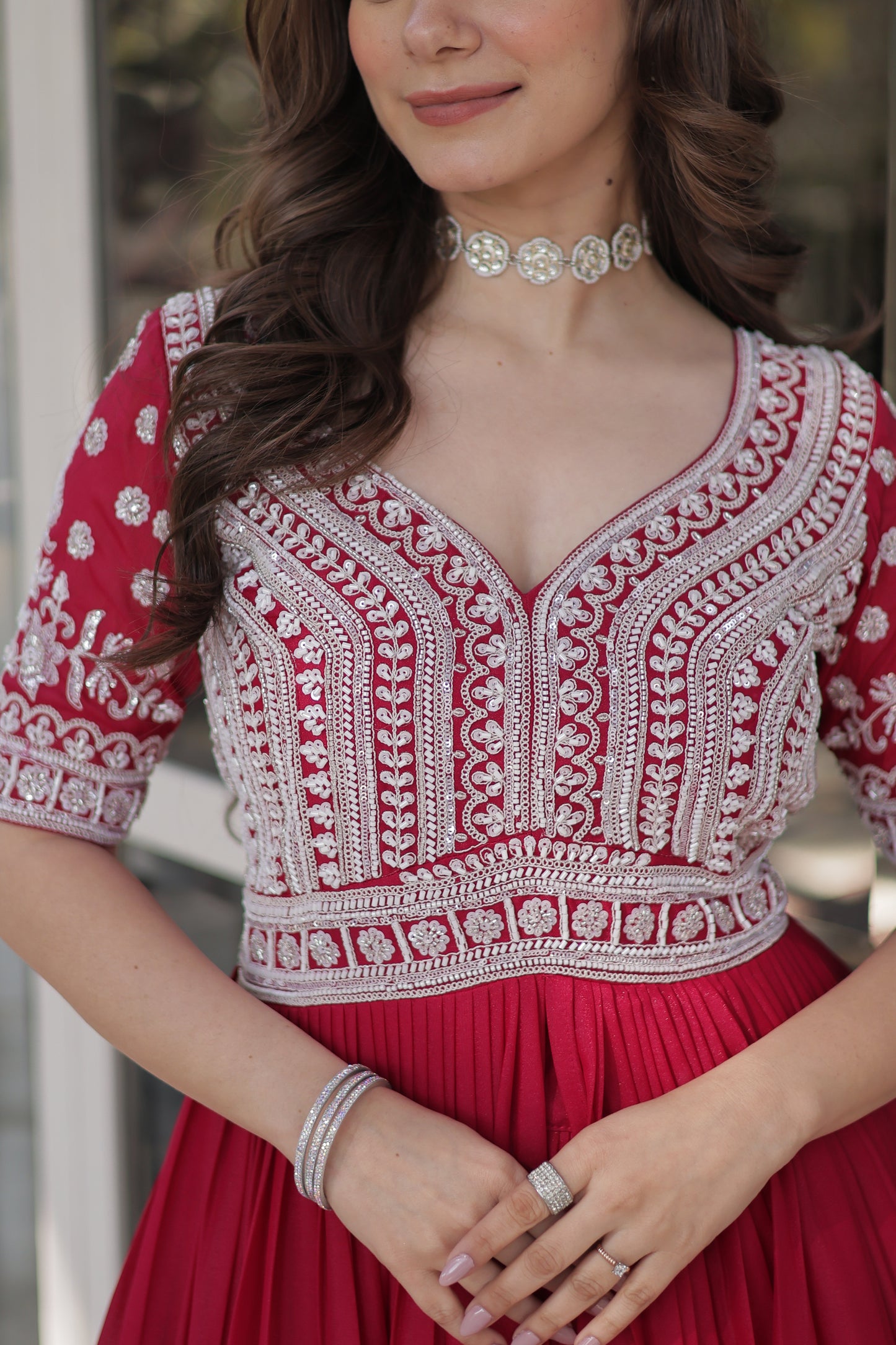 Lehenga with Readymade Slit Cut Long Kurti Set – Star Georgette with Beads & Sequins Embroidery