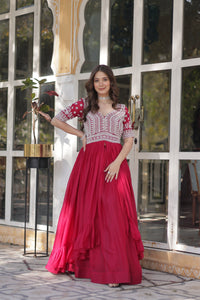 Lehenga with Readymade Slit Cut Long Kurti Set – Star Georgette with Beads & Sequins Embroidery