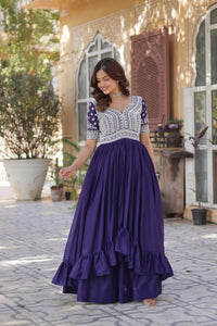 Lehenga with Readymade Slit Cut Long Kurti Set – Star Georgette with Beads & Sequins Embroidery