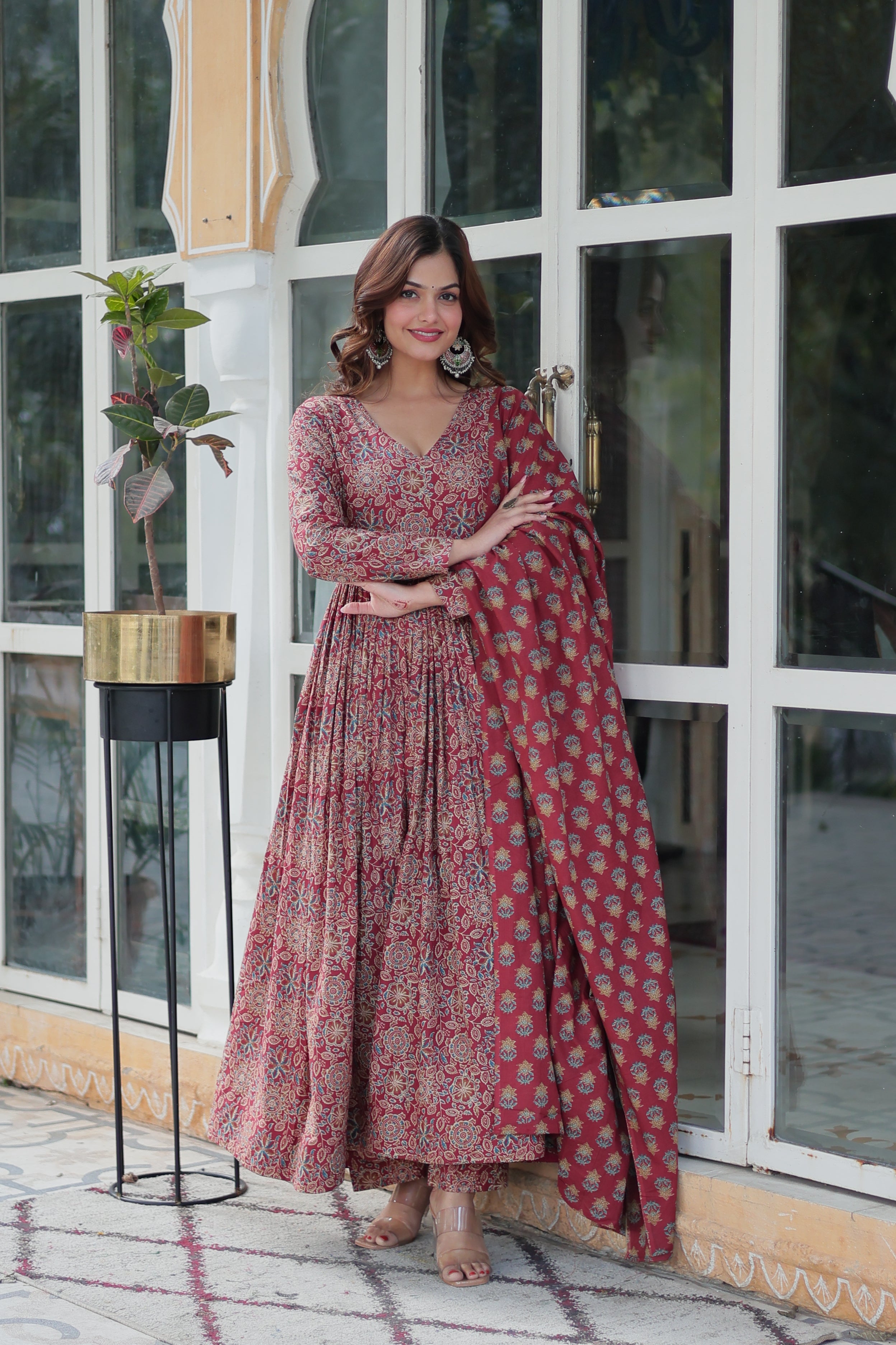 Premium Readymade Kurti with Pant & Dupatta Set – Maroon