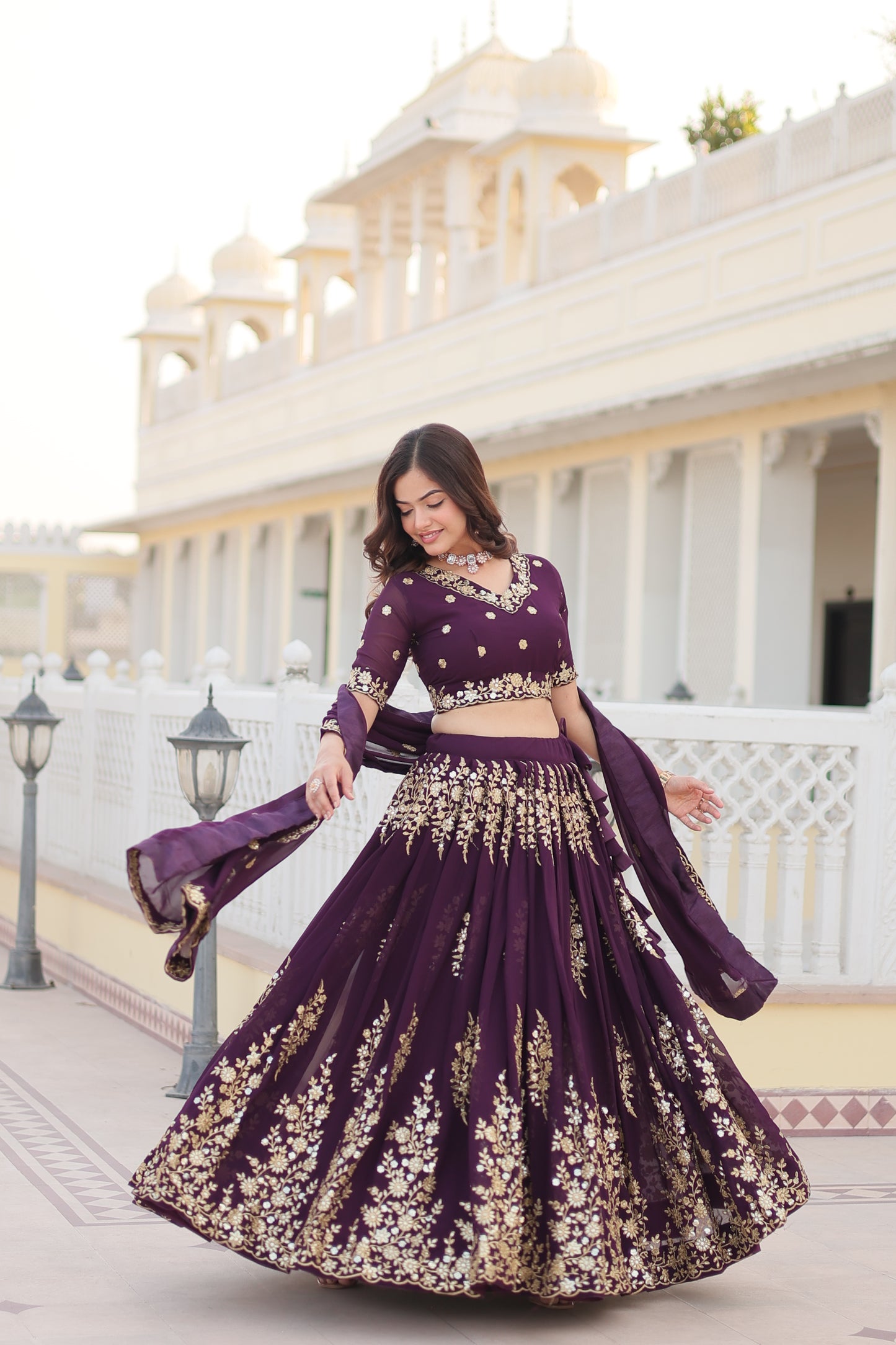 Embroidered Semi Stitched Lehenga Choli