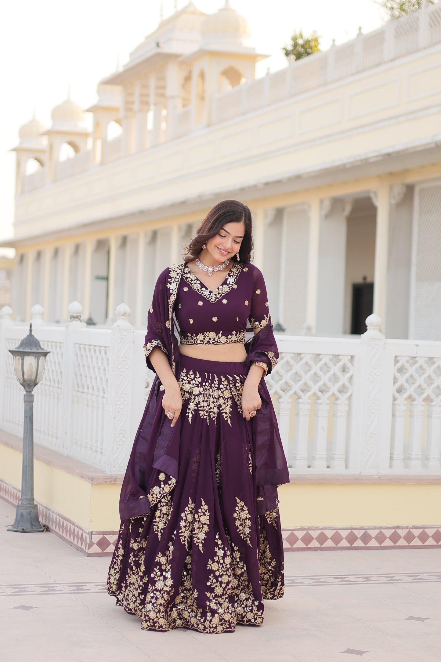 Embroidered Semi Stitched Lehenga Choli