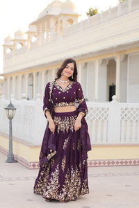 Embroidered Semi Stitched Lehenga Choli