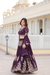 Embroidered Semi Stitched Lehenga Choli