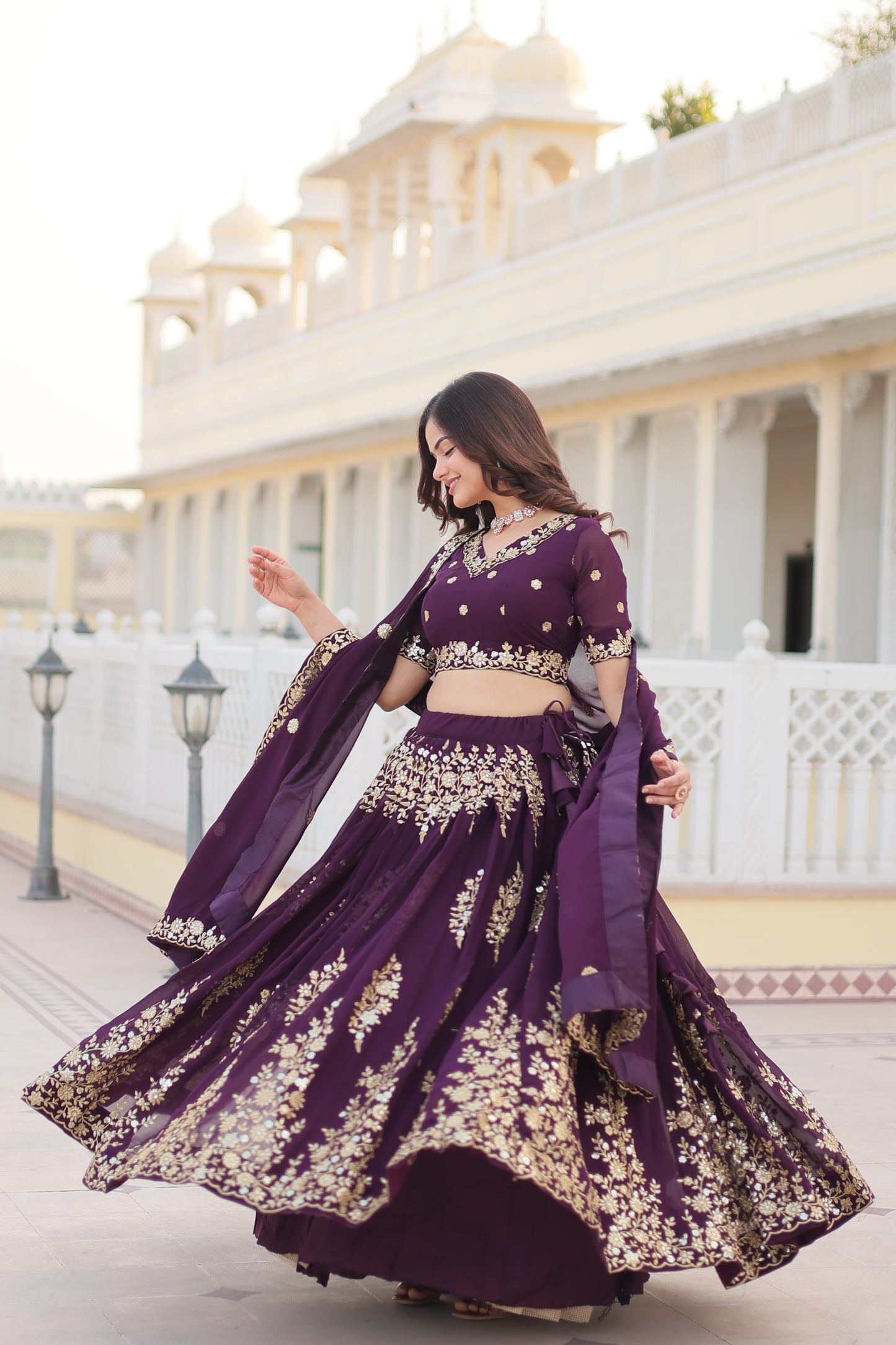 Embroidered Semi Stitched Lehenga Choli