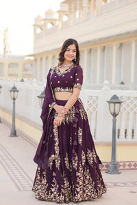 Embroidered Semi Stitched Lehenga Choli