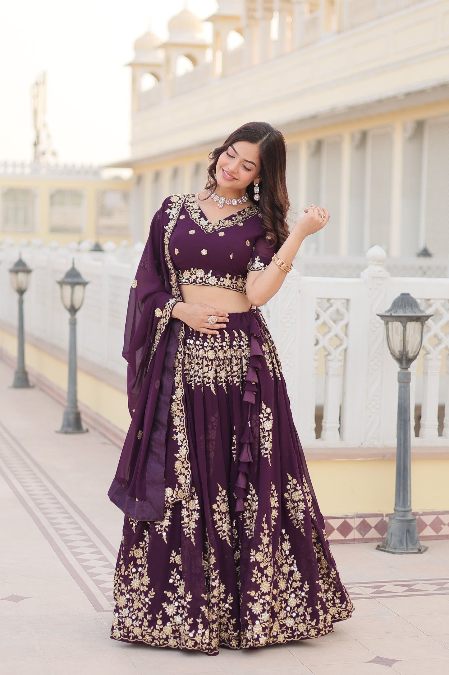 Embroidered Semi Stitched Lehenga Choli