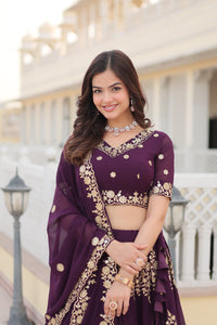 Embroidered Semi Stitched Lehenga Choli