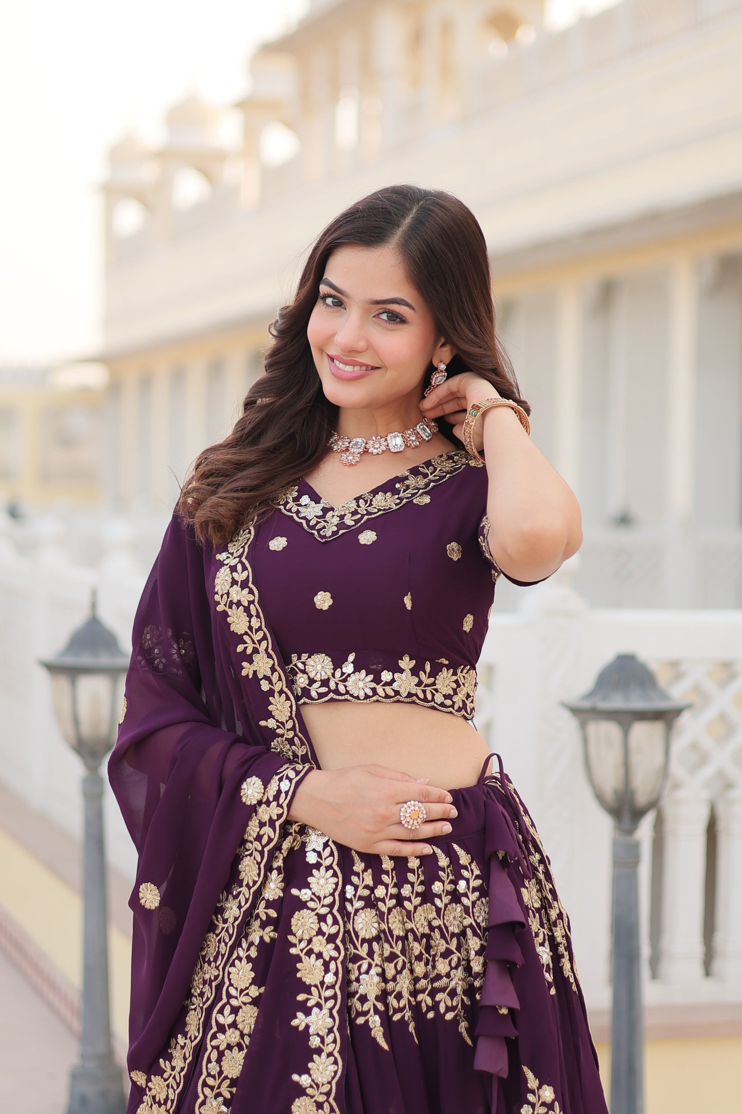 Embroidered Semi Stitched Lehenga Choli