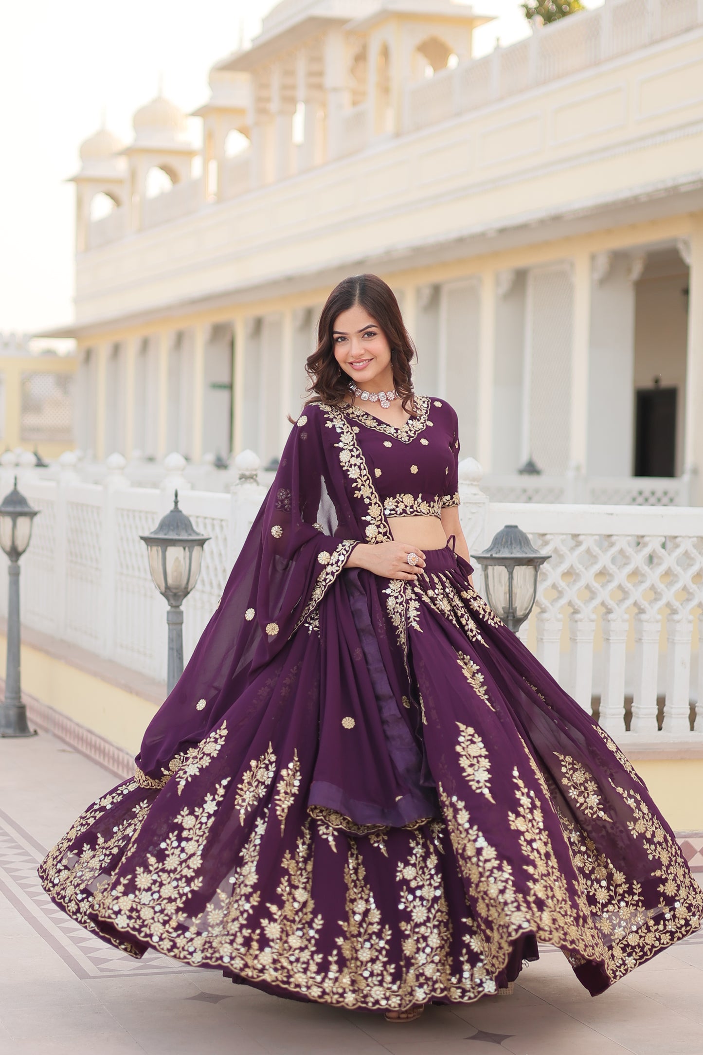 Embroidered Semi Stitched Lehenga Choli