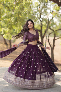 Embroidered Flared Lehenga Choli Set with Dupatta.