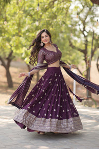 Embroidered Flared Lehenga Choli Set with Dupatta.