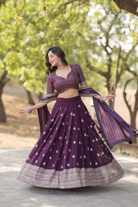 Embroidered Flared Lehenga Choli Set with Dupatta.