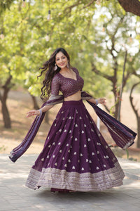 Embroidered Flared Lehenga Choli Set with Dupatta.