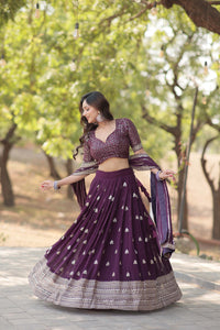 Embroidered Flared Lehenga Choli Set with Dupatta.