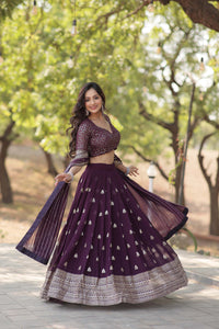 Embroidered Flared Lehenga Choli Set with Dupatta.