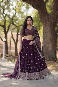 Embroidered Flared Lehenga Choli Set with Dupatta.