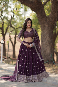 Embroidered Flared Lehenga Choli Set with Dupatta.