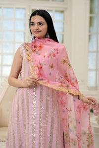 Elegant Faux Blooming Kurti and Sharara Set with Embellished Dupatta