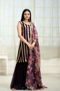 Elegant Faux Blooming Kurti and Sharara Set with Embellished Dupatta