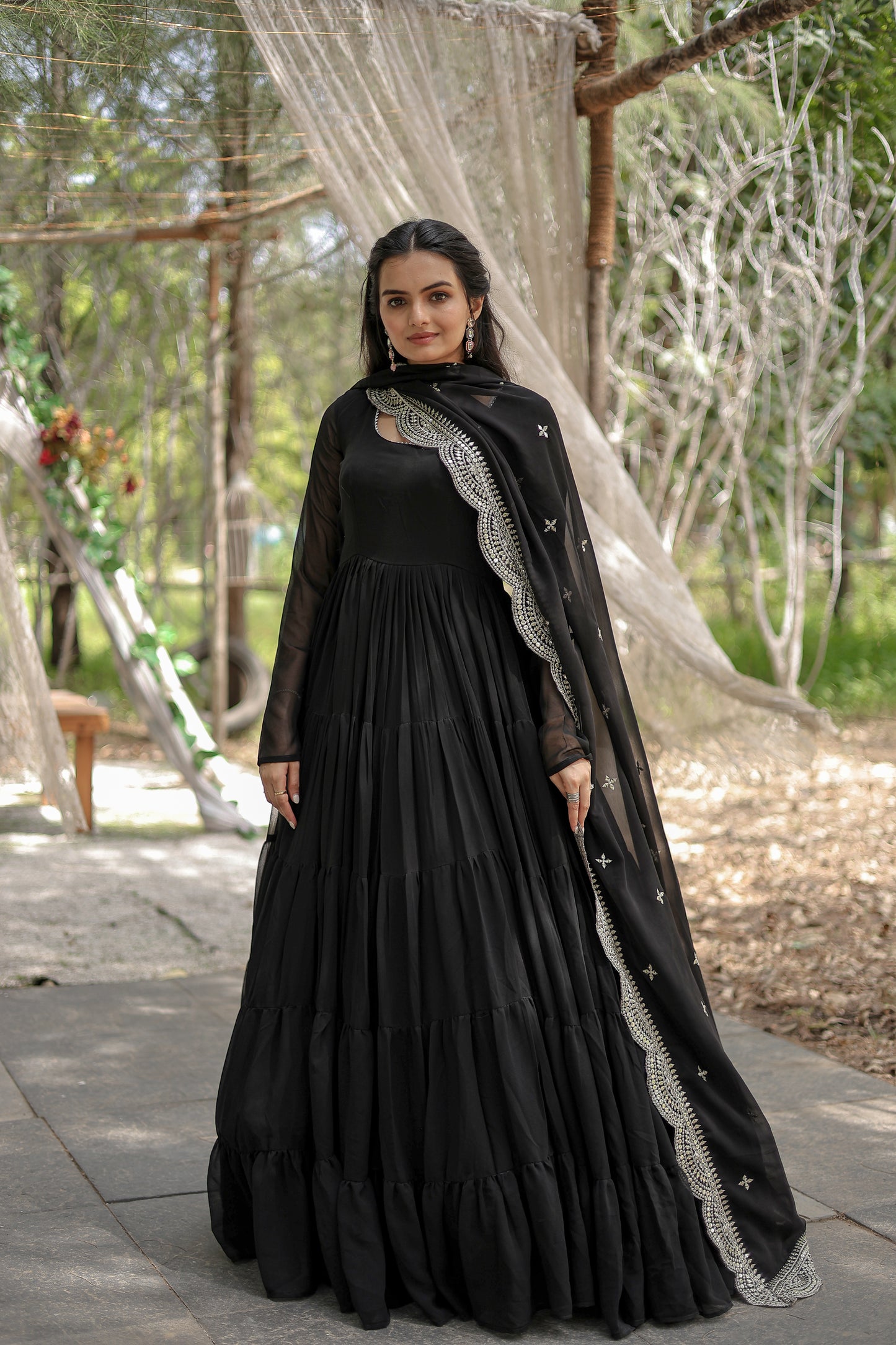 Desirable Women's gown Made With Faux Blooming Fabrics and Designer Embroidered Dupatta