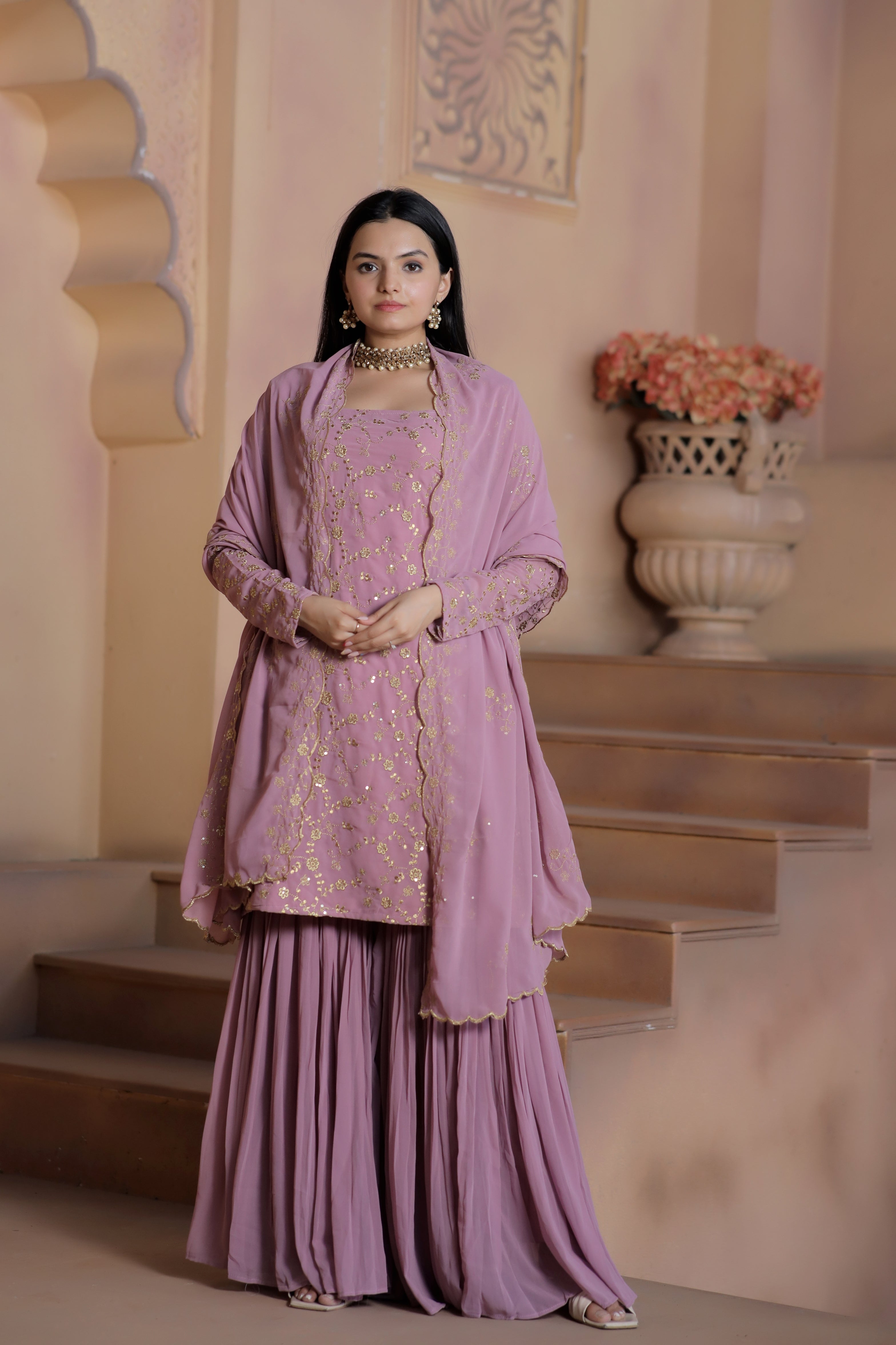 PREMIUM DESIGNER READYMADE TOP-SHARARA-DUPATTA COLLECTIONS.