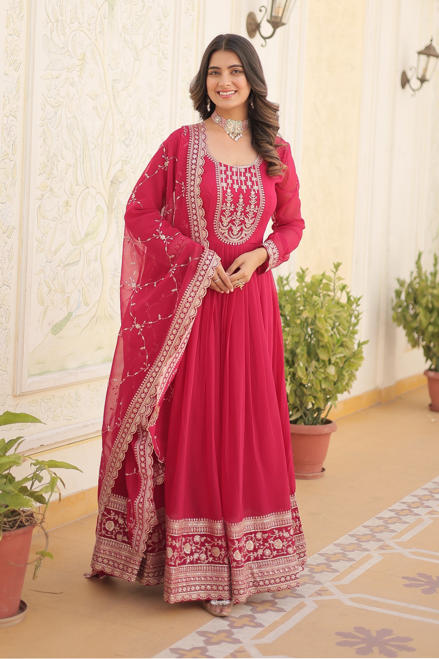 Georgette Party Wear Gown with Sequence work