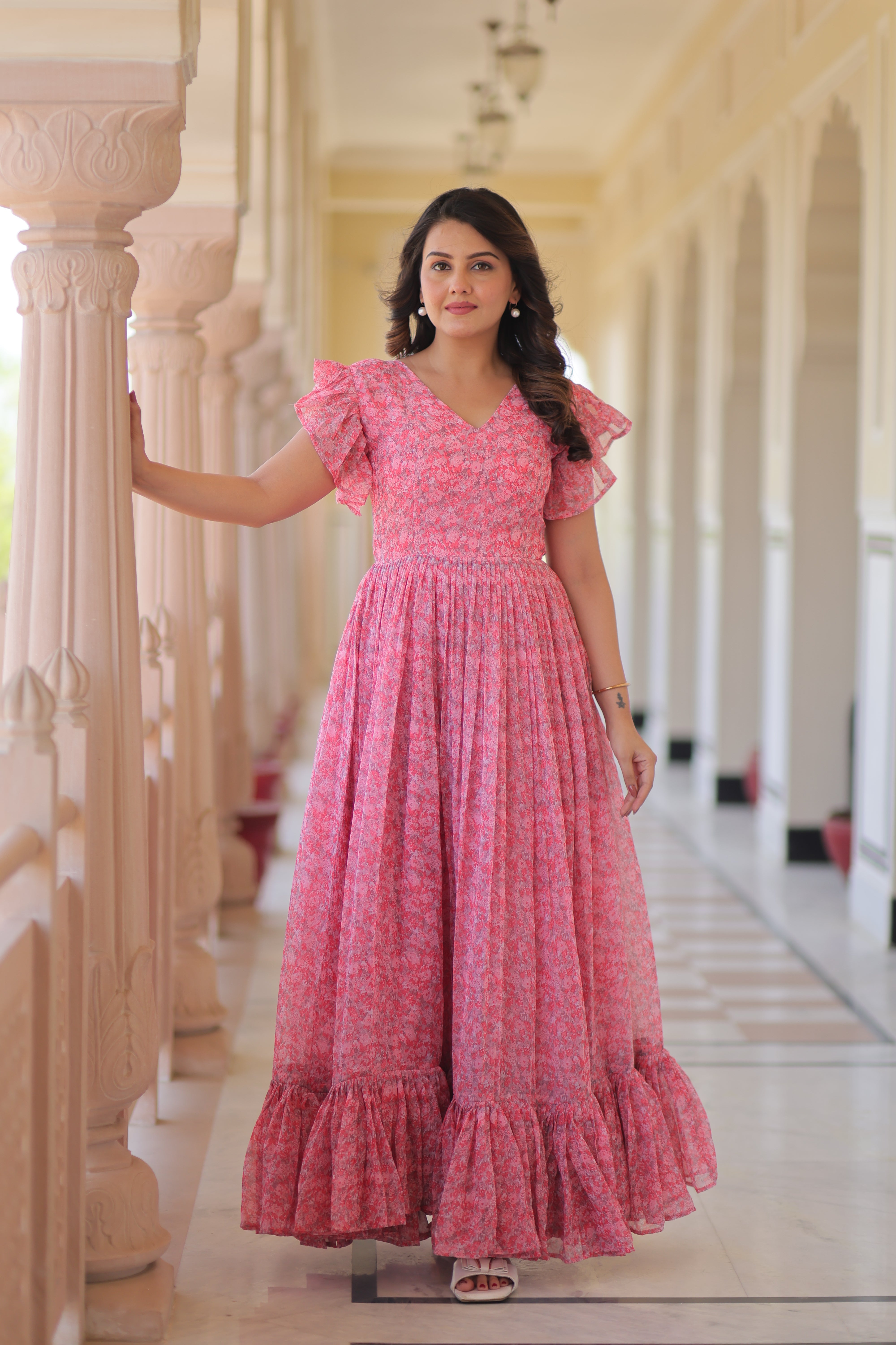 Premium Readymade Printed Gown for Women – Faux Georgette Fabric