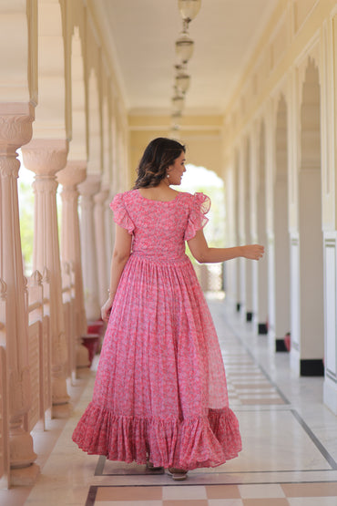 Premium Readymade Printed Gown for Women – Faux Georgette Fabric