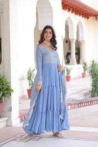 Faux Georgette gown with With Sequins Zari Embroidered