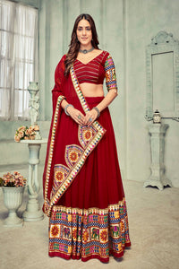 raditional Worked Lehenga Choli With Stitched Blouse and Cotton Dupatta Embroidery Choli Mandir Having Design Border Work For Women Looking Lehenga