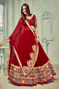 raditional Worked Lehenga Choli With Stitched Blouse and Cotton Dupatta Embroidery Choli Mandir Having Design Border Work For Women Looking Lehenga