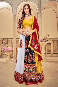 Mirror Work Yellow Color Navratri Ghagra Choli