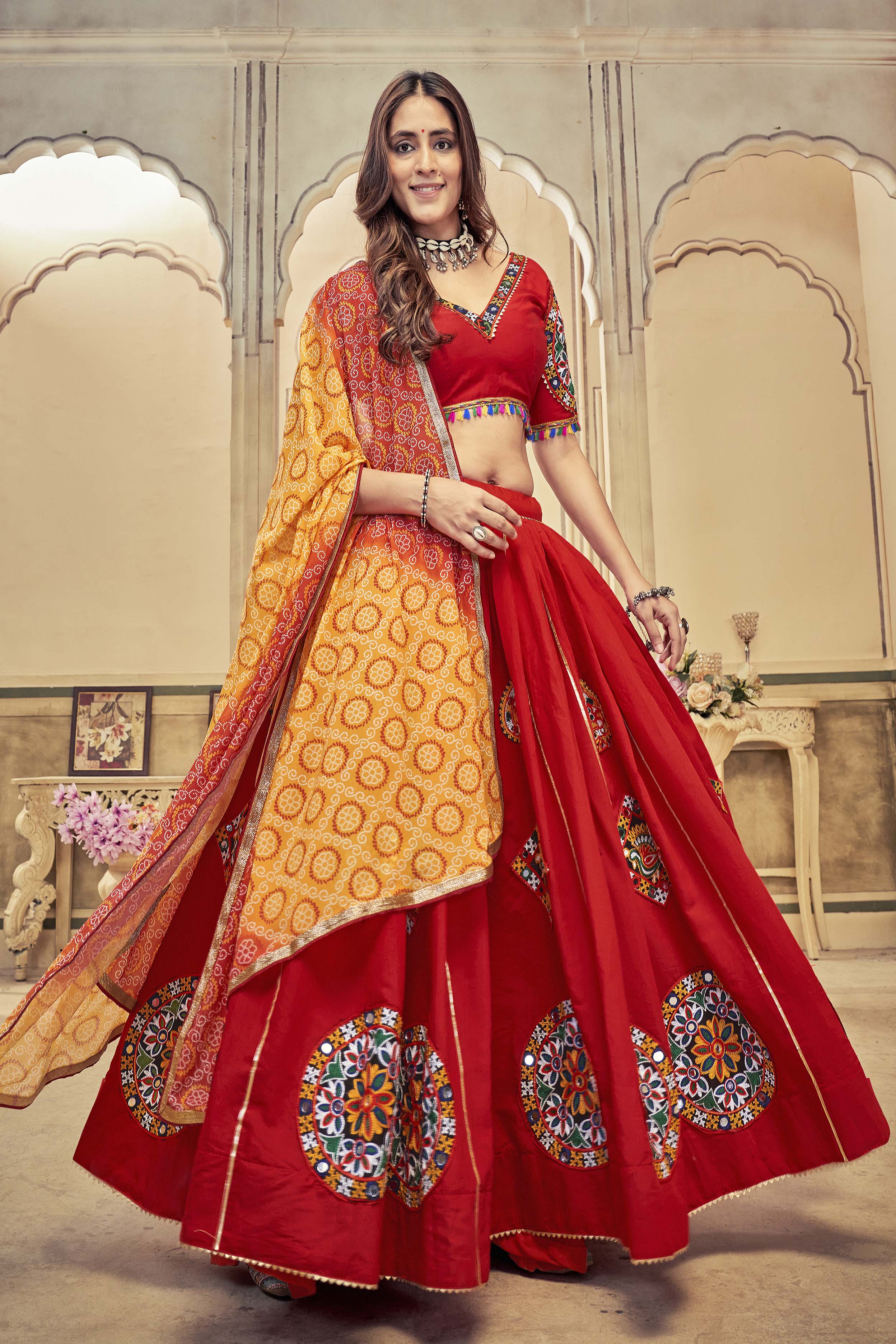 Navratri Special Cotton Silk Lehenga in Maroon