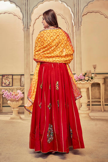 Navratri Special Cotton Silk Lehenga in Maroon