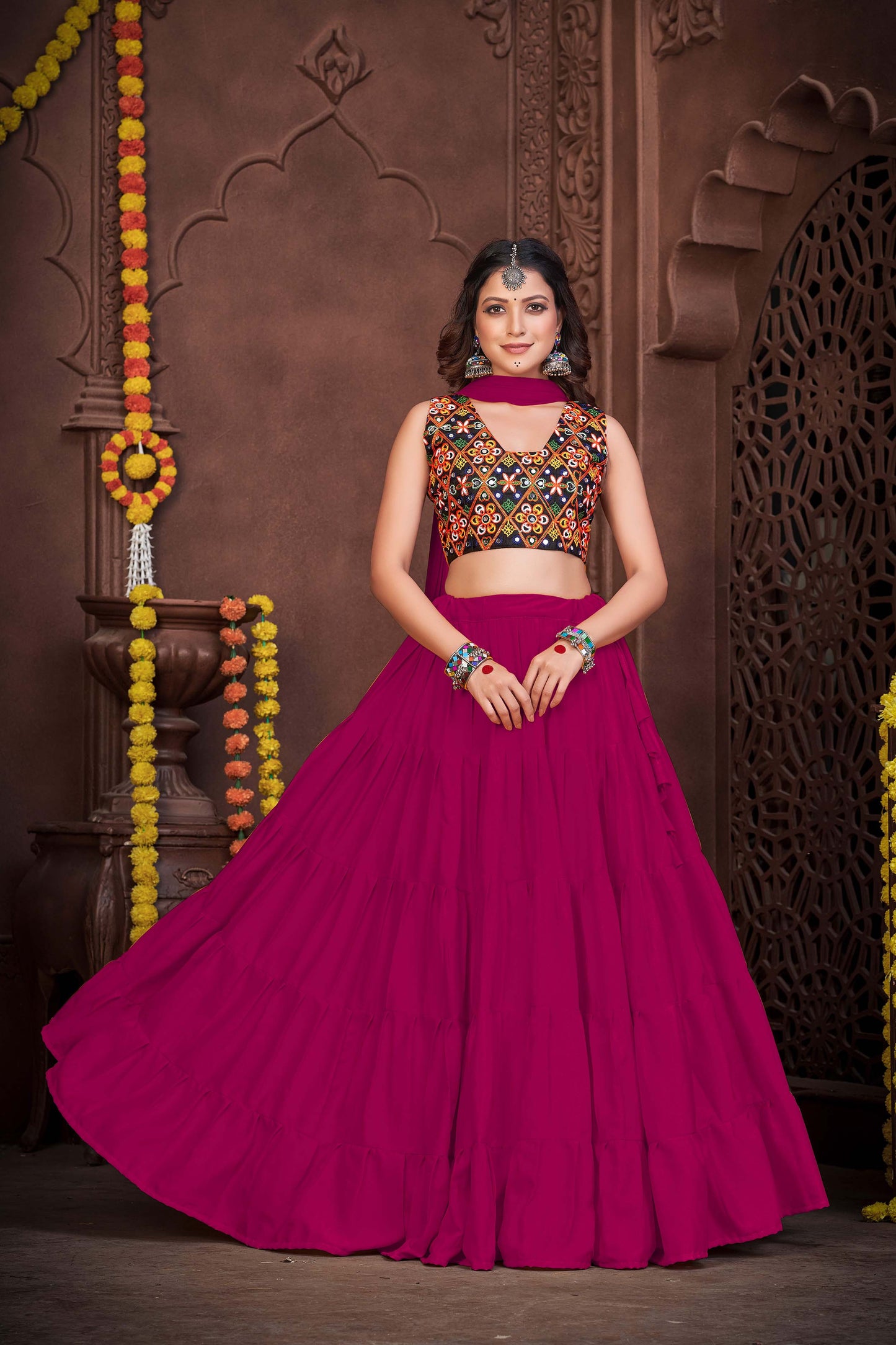 Gujarati Navratri  Lehenga Choli With Dupatta Set for Garba