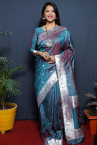 Zari Woven Paithani Soft Silk Saree With Blouse Piece  3 reviews