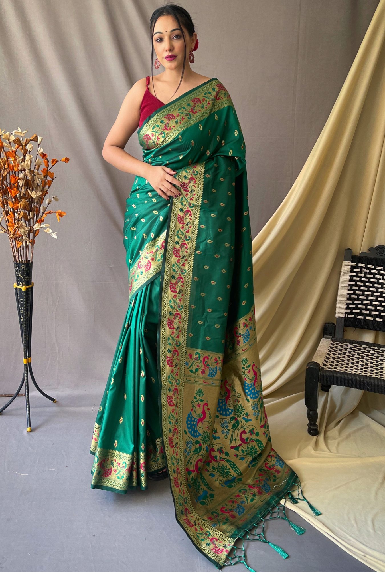 Paithani Soft Silk Saree With Blouse Piece