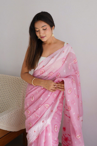 Jacquard Woven Cotton Linen Silk Saree With Blouse Piece