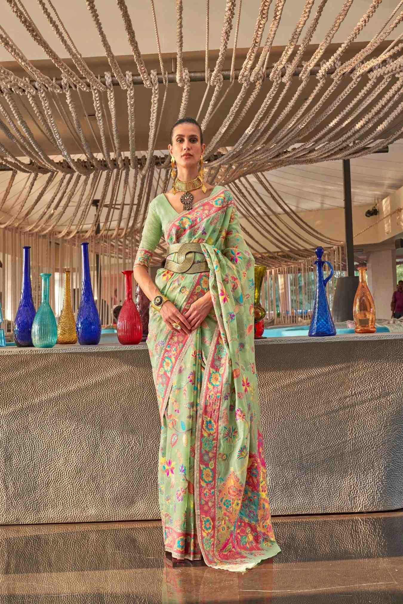 Colour Kashmiri Modal Silk Saree With Jacquard Work