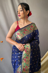 Paithani Soft Silk Saree With Blouse Piece