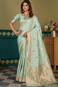 Floral Woven Kanjivaram Silk Saree with Matching Blouse Piece